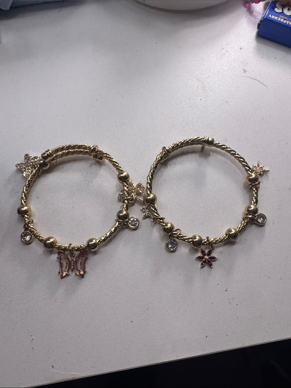 Gold-Tone Charm Bangle Bracelet Set with Star & Butterfly Charms